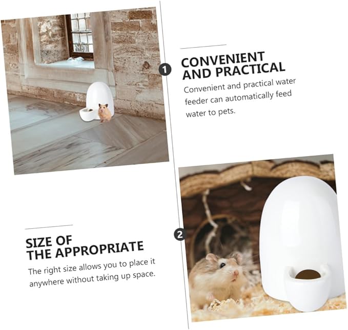 1pc Pet Automatic Water Feeder for Hamsters Mute Drinking Bowl White Ceramic Pet Drinking Supplies Convenient and Safe Water Dispenser for Animals