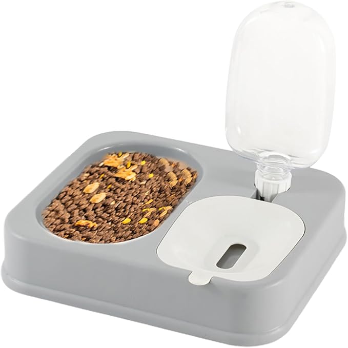 Indoor Dogs Double Feeding Bowls and Automatic Water Dispenser Pet Eating Drinking Pet Dogs Bowls Multi-Color Can Choose