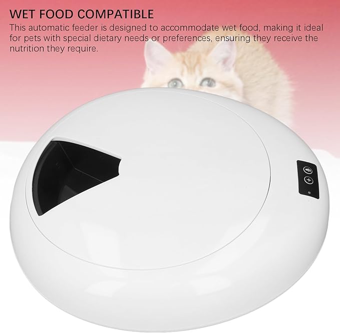 Automatic Pet Feeder, Practical Wet Food Automatic Smart Cat Feeder Automatic Large Capacity 6 Meal Timed Dog Wet Food Dispenser for Home (Black)