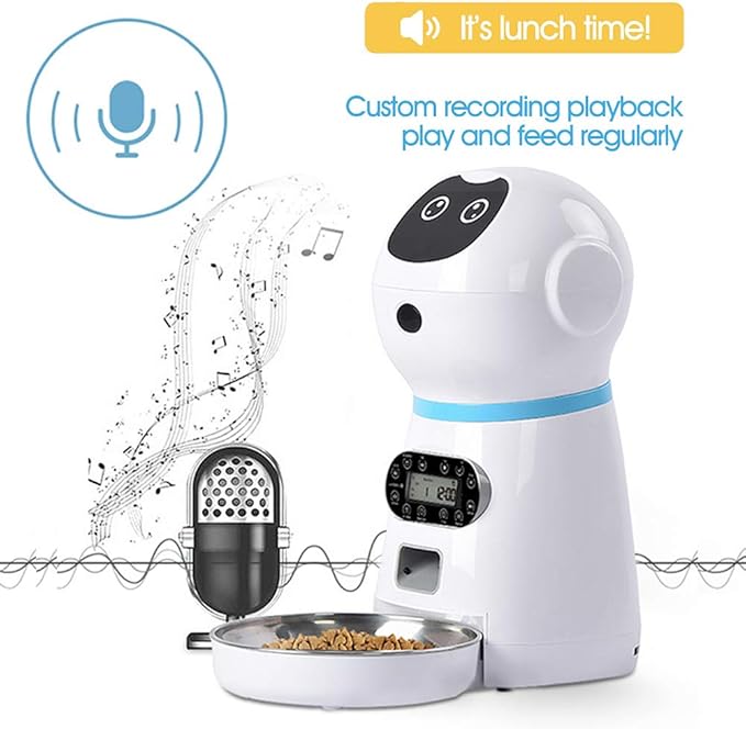 Automatic Cat Feeder, 118Oz/3.5L Pet Food Dispenser Feeder with Stainless Steel Food Bowl, Timer Programmable Dog Feeder,Portion Control & Voice Recording Up to 4 Meals A Day