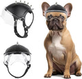 PETLESO Dog Helmet with Anti-UV Clear Goggles, Small Dog Motorcycle Helmet with Ear Holes, Drop-Down Biking Helmet, Adjustable Hat for Small Dogs Heads Protection with Rivets