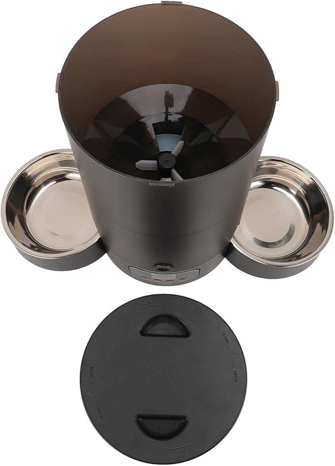 Automatic Dog Feeder, 3L Large Capacity Automatic Cat Food Dispenser Storage Sturdy for Pets Dogs Cats (Black Double Bowl)