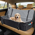 unipaws Dog Car Seat for Medium/Large Dogs up to 120lbs, Pet Booster Seat with 2 Safety Belts & Side Pockets, Easy Front/Side Entry, Detachable, Washable Pet Car Bed for Backseat (Black/Grey)