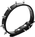 Rivet Dog Collar Adjustable Medium Size 2.0cm Wide Black Sturdy Leather Pet Collar for Walking and Training
