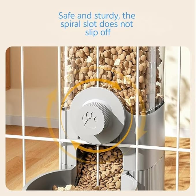 Hanging pet Automatic Feeder Combination -520ml Automatic Water Dispenser,1200ml Automatic Feeder,for cat or Dog, Gray