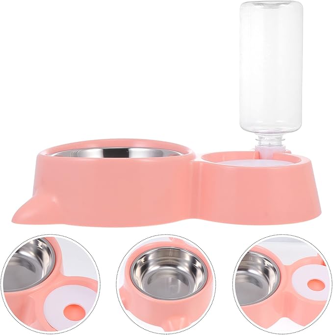 1pc Automatic Pet Feeding Bowl Cat Ear Design Dual Use Food and Water Dispenser for Cats and Dogs Easy to Compact and Lightweight
