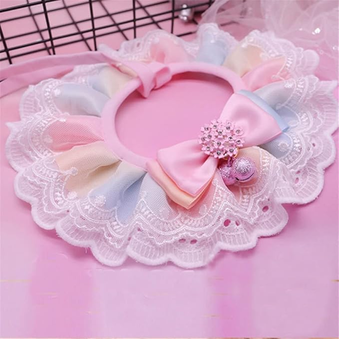 Lace Cute Cats Bandana Collar Rainbow Jewelry Dog Bibs Bows Pet Necklace Cute Kitty Puppy Accessories for Gifts