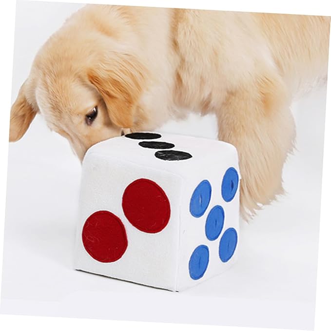 Dog Plush Training White Dice Design Sniffing Nosework for Dogs and Puppies Durable Elastic Pet for Interactive Play and Foraging Fun