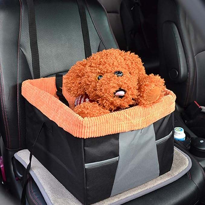 Dog Booster Seat Dog Car Seat Pet Car Booster Bucket Seat Dog Car Seat Travel Carrier Carseat with Clip-On Safety Leash,Storage Bags for Small and Medium Dogs, Puppies, and Pets,Black