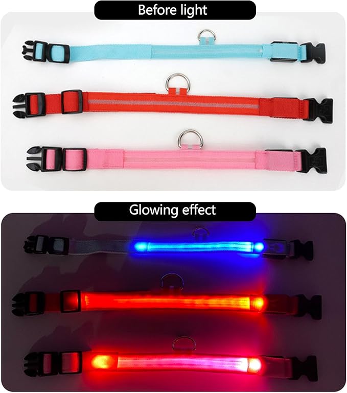 Adjustable Glowing Collar for Small Large Dogs Ensuring for Night Walk Multicolored Dog Collar for Large Dogs