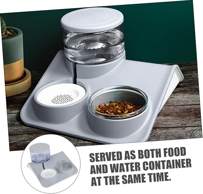 Kisangel Automatic PET Water Feeder and Food Bowl for Dogs and Cats Dual-Use PET Drinking Fountain Stainless Steel Design 2L Capacity for Daily Feeding and Hydration