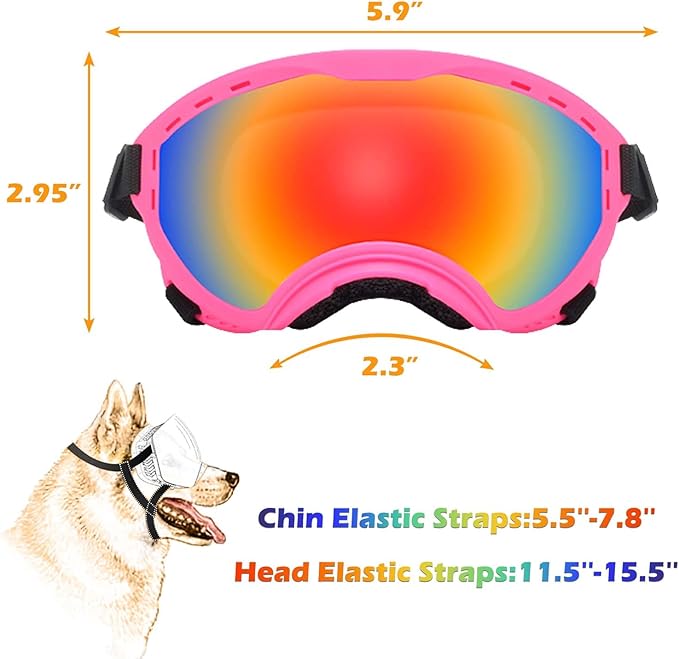 Dog Sunglasses with Adjustable Strap, UV Protection, Winproof Puppy Sunglasses, Suitable for Dogs Eyes Protection,Soft Dogs Goggles