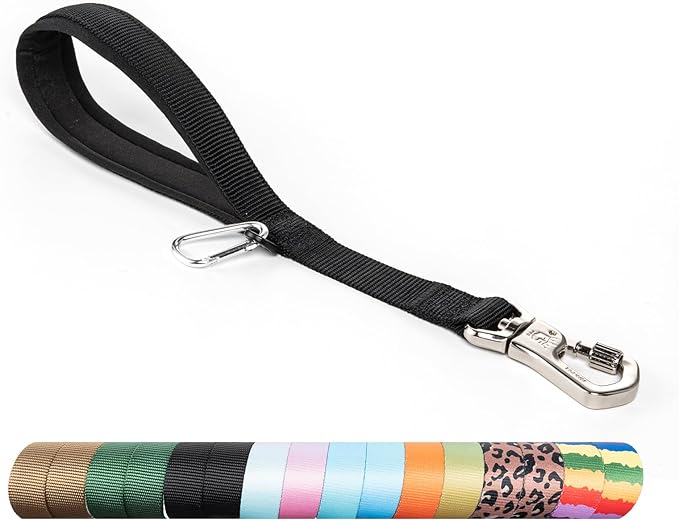 TSPRO Dog Training Leash with Sturdy Metal Buckle, 14 Inches Short Leash for Large Dogs, Comfortable Padded Handle (Black)