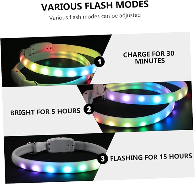 LED Dog Collar Rechargeable Waterproof Pet Collar Luminous Flashing Glowing for Night Walking