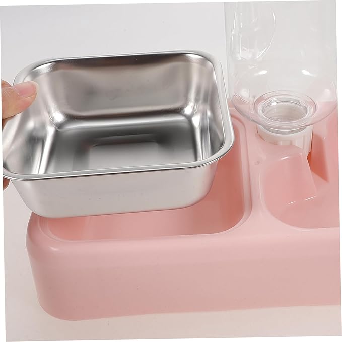 Totority Double Pet Water Feeder with Creative Design Pink Automatic Drinking Tool for Cats and Dogs Safe and Stable Pet Water Bowl for Home and Pet Shops