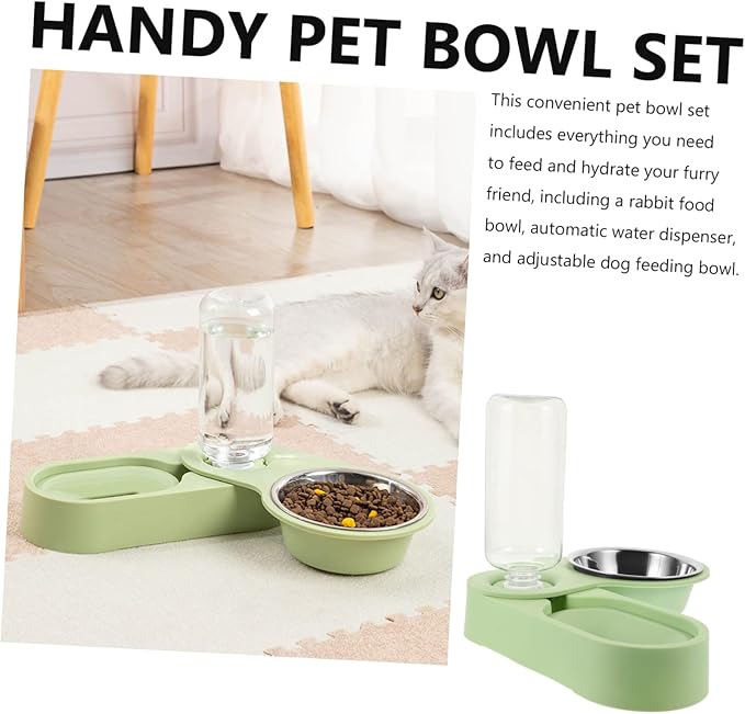 Automatic Pet Feeder Dual Bowls Rotating Wall Corner Design Easy Cats and Dogs Non-Leak Practical Pet Feeding