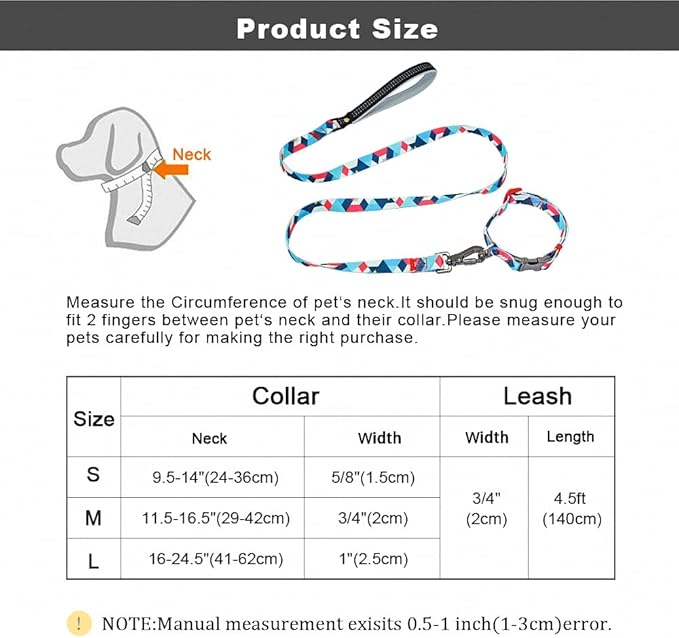 Nylon Dog Collar Leash Set Soft Personalized Dogs Collars Lead Padded with Safety Buckle for Small Medium Large Dogs Pet Pitbull Orange M