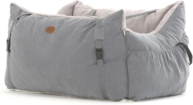 Dog Car Seat for Small Medium Large Dogs, Eco-Friendly Microfiber Velboa, Dog Booster for Under 45Lbs, Detachable and Washable Travel Seat with Thick Cushion (Charcoal Gray, XL)