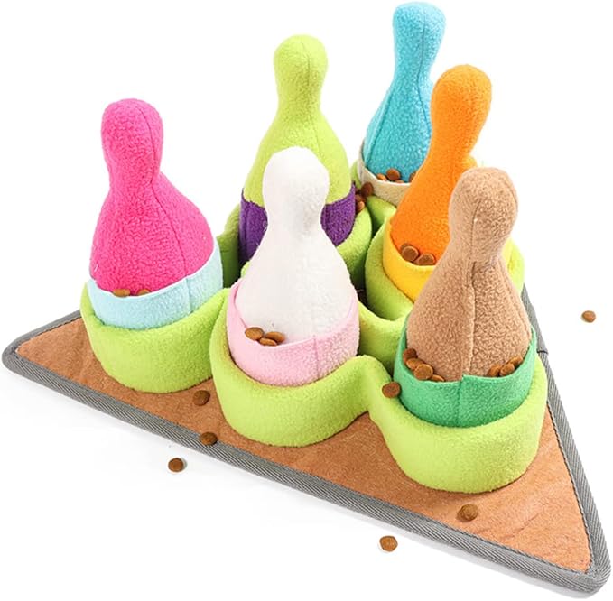 VANZACK Dog Snuffle Bowling Toy Interactive Puppy Training Plaything Squeaky Sounds Foraging Mat for Dogs PET Chewing Cushion for Mental Stimulation and Nose Work