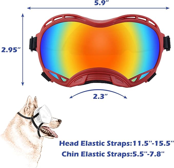 Dog Sunglasses,Doggles Anti-UV Protection,Pet Sunglasses with Adjustable Strap,Suitable for Motorcycle Car Driving Bike Riding Hiking Swimming Wind Dust Fog Dog Eye Protection