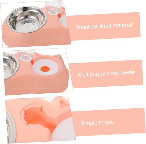 1 Set Automatic Pet Feeder and Water Dispenser Detachable Dual Bowls for Dogs and Cats Easy Cleaning Transparent Design for Busy Pet Owners