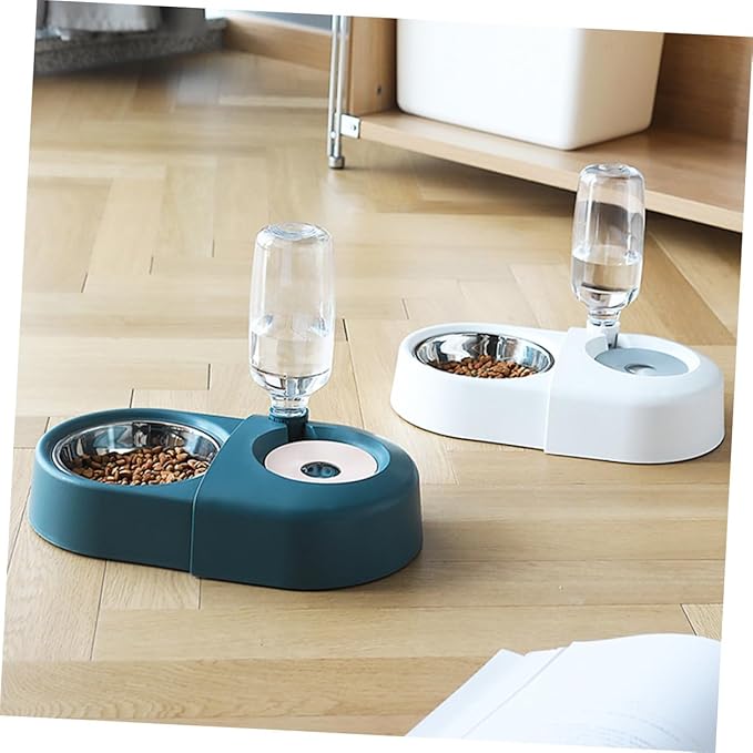 BESTonZON Automatic Dog and Cat Feeding Bowl with Spill-Proof Design, Blue Pet Water and Food Basin, Sturdy Non-tip Pet Feeder Suitable for Dogs and Cats
