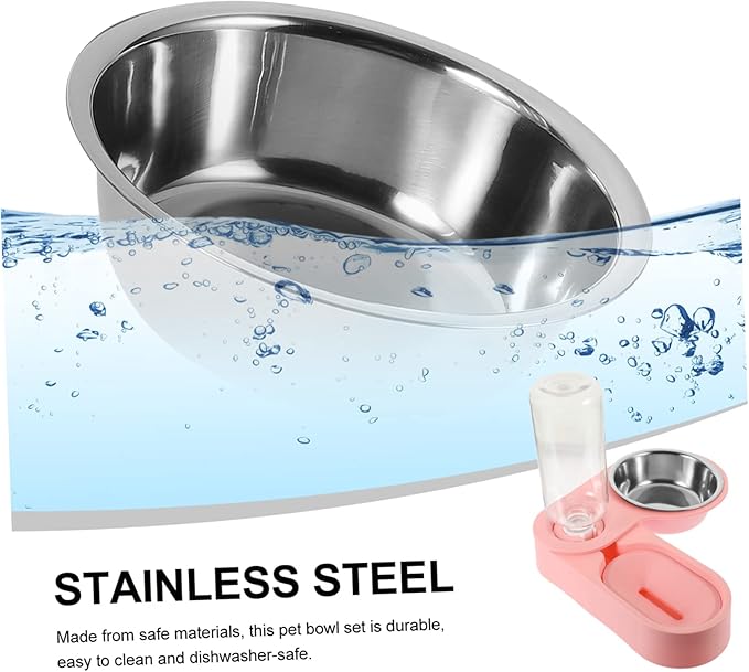 Milisten Pet Feeder Automatic Water Dispenser Cat and Dog Bowl Set Sturdy Stainless Steel Folding Design for Home and Car