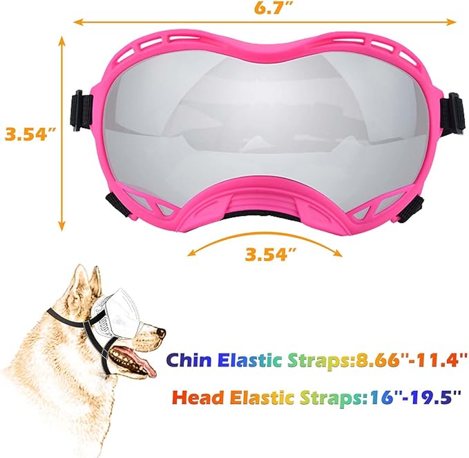 Dog Sunglasses,Doggles Anti-UV Protection,Pet Sunglasses with Adjustable Strap,Suitable for Motorcycle Car Driving Bike Riding Hiking Swimming Wind Dust Fog Dog Eye Protection