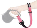 PetBonus Dog Leash Wrist Strap, Safety Strap for Retractable Leash, Lockable Reflective Short Dog Walking Lead with Adjustable Soft Padded Handle, Extra Layer Security for Pet Stroller (Pink)
