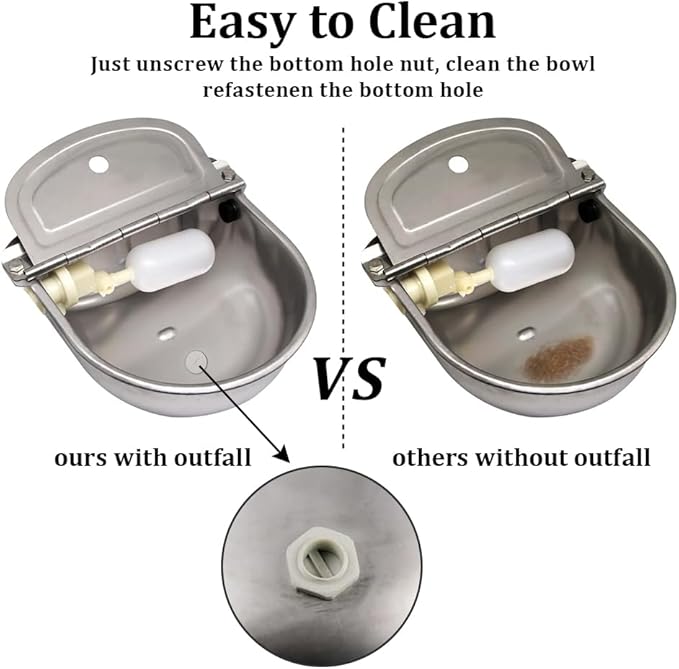 YUEWO Automatic Drinking Fountain for Dogs 304 Stainless Steel Float Type Livestock Automatic Drinking Water Equipment