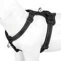 Plutus Pet Adjustable No Pull Dog Harness with Leather Accents, Heavy Duty Reflective Nylon Vest for Training, Hiking, Easy Walk Harness for Small, Medium, Large Dogs (Black, M)