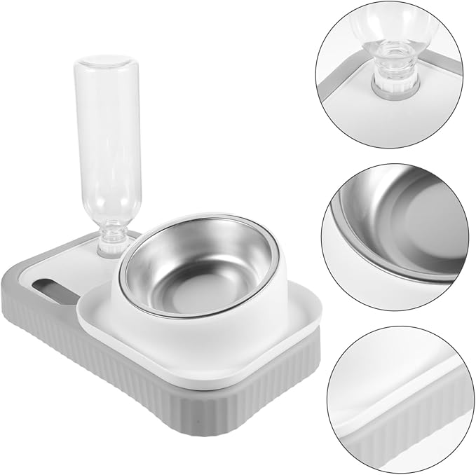 SUPVOX Automatic Pet Feeder and Water Dispenser Set Elevated Dual Bowls for Cats and Dogs Non-Spill Design Safe Material Capacity for Convenient Feeding and Hydration