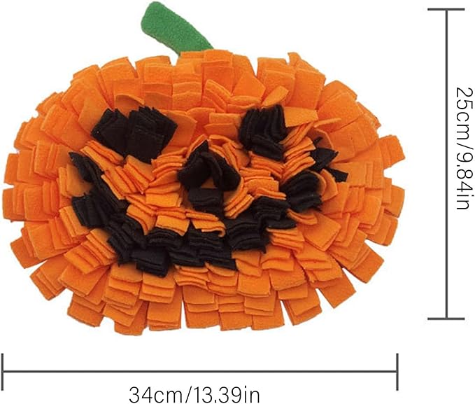 Dog Snuffle Mat, Pumpkin Shaped Pet Sniffing Mat for Slow Feeding and Nose Work Training, with Dispersed Food Hiding Structure and Non Slip Bottom, for Indoor Outdoor Use