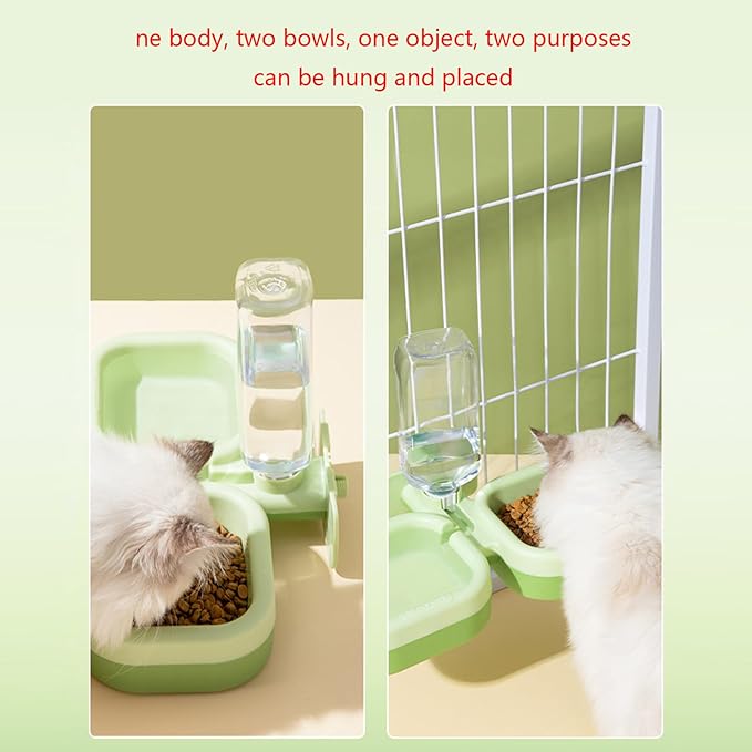 Automatic Cats Dogs Feeder Waterer Food Bowl Pet Feeding Solution 17Oz Water Dispenser for Small Large Pets