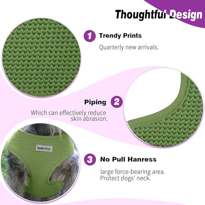 No Pull Dog Vest Harness for Small&Medium Dogs, Side Clip Adjustable Pet Vest, Soft Breathable, Fashion Dog Harnesses for Walking, Running, Shopping (Khaki Green,XS)