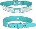 Rhinestone Dog Collar, Cute Dazzling Sparkling Soft Suede Leather Dog Cat Rhinestone Collar Crystal Diamond Pet Dog Puppy Collar (S, Blue-4)