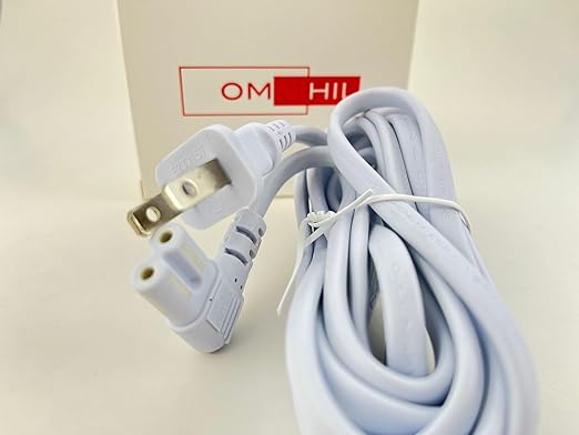 OMNIHIL [UL Listed] Extra Long White 10FT L-Shaped C7 Power Cord Replacement for Healthy Pet Simply Feed Dog and Cat Automatic Feeder Power Supply