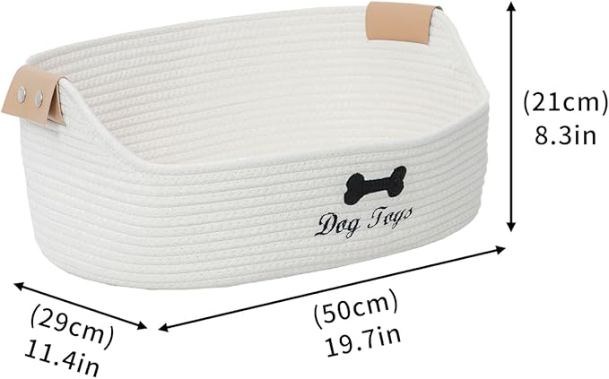JJSQYLAN Large Dog Toy Basket, Cotton Rope Pet Toy Bin Organizer, Pet Toys Storage Accessory, Dog Basket for Toys