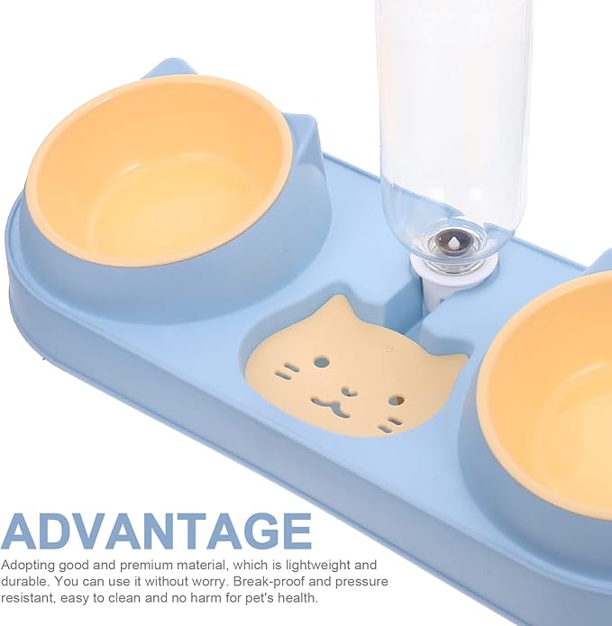 Mipcase Double-Bowl Automatic Pet Feeder Water Dispenser Plastic Dog and Cat Food Bowls for Convenient Feeding Lightweight Compact Design