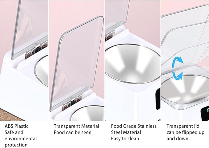 Automatic Pet Feeder for Cats, Induction Lid Opening Rechargeable Dog Cat Feeding Bowl, Smart Dog Cat Bowl Pet Food Dispenser for Small Medium Dog Cat