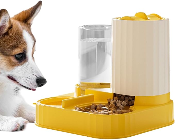 Automatic Controlled Dog Feeder - 2 in 1 Pet Feeder and Waterer | Pet Food Bowl for Wet Dry Food Dispenser with Controlled Feed Outlet for Small Medium Pets Home Outdoor