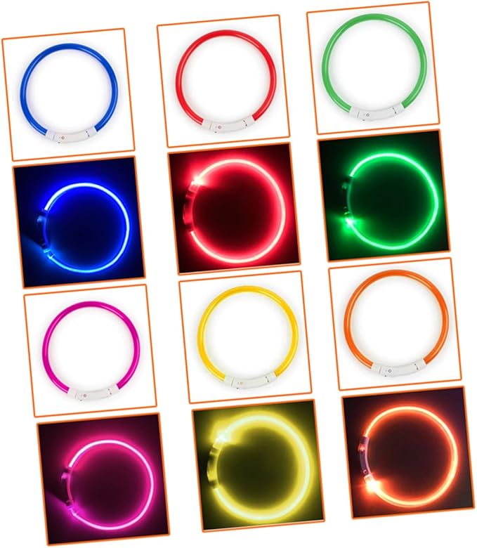 BESPORTBLE Rechargeable Led Dog Collar Neon Light up Collar for Pet Night Walking Safety Random Color