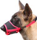 HEELE Dog Muzzle,Soft Nylon Muzzle Anti Biting Barking Chewing,Air Mesh Breathable Drinkable Adjustable Loop Pets Muzzle for Small Medium Large Dogs 4 Colors 4 Sizes (Red, M)