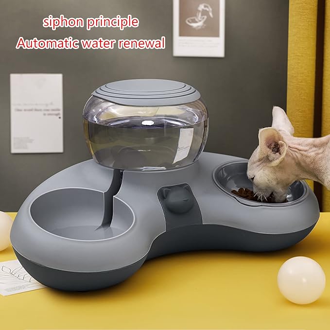 Dogs Food Bowls Automatic Water Dispenser Slow Feeding Dogs Bowl with Nop-Slip Stand for Water and Food Easy Washable