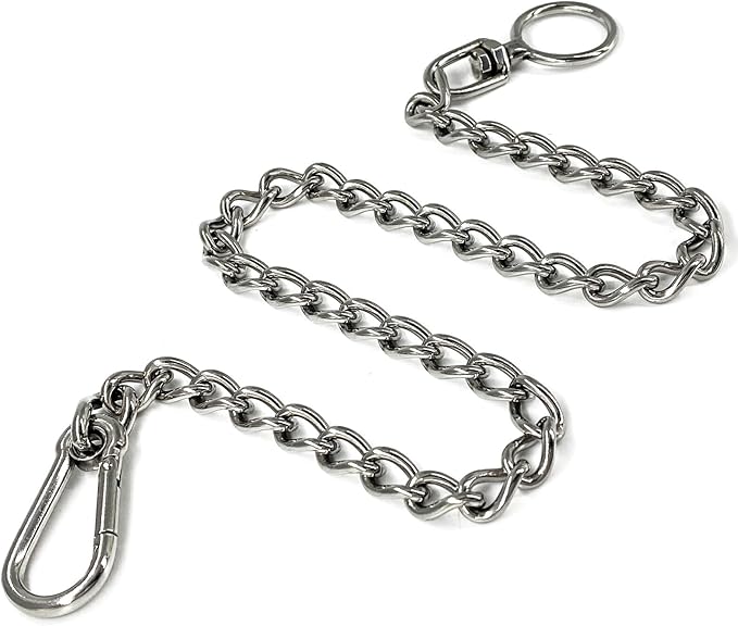 Dog Chain Leash 304 Stainless Steel - Heavy Duty Metal Short Lead with Extension & Coupler (20in x 2.5mm)