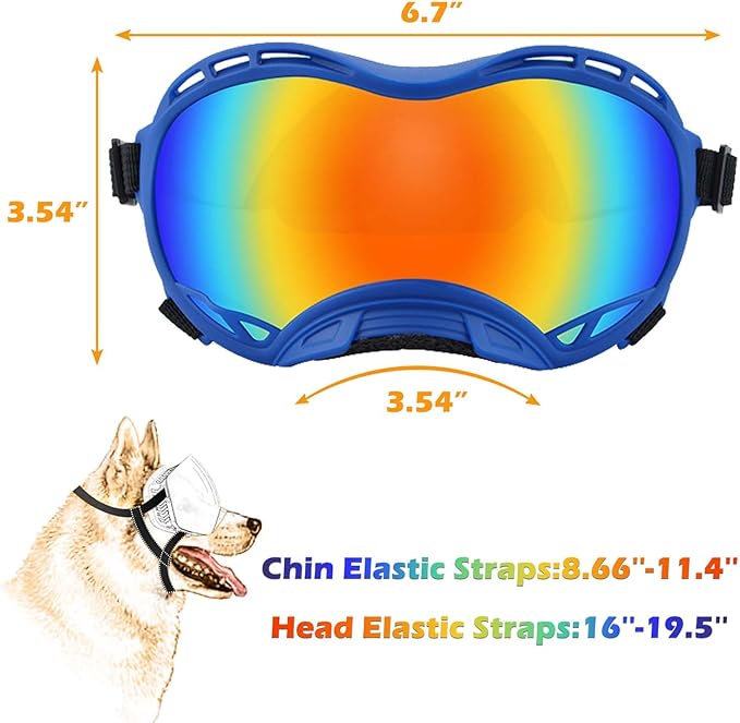 Dog Sunglasses,Doggles Anti-UV Protection,Pet Sunglasses with Adjustable Strap,Suitable for Motorcycle Car Driving Bike Riding Hiking Swimming Wind Dust Fog Dog Eye Protection