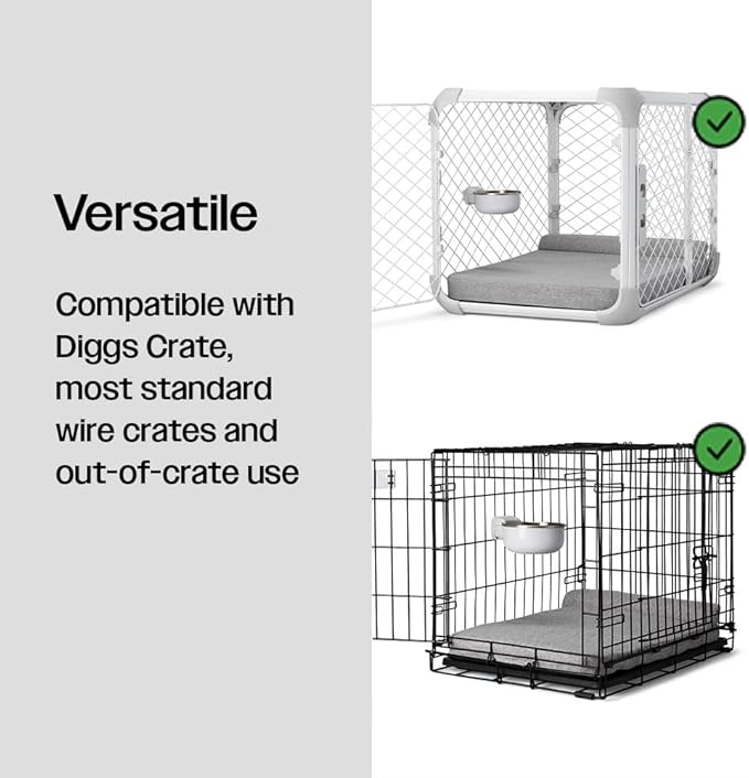DIGGS Crate Bowl for Dogs - Clip on Pet Bowl for Water & Food - Puppy Training Necessities - Spill-Resistant, Universal Dog Crate Accessories (38oz.)