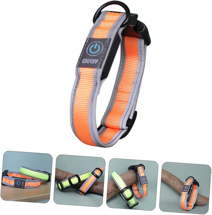 YARNOW 1pc Rechargeable Led Dog Collar Nylon Lighted Pet Necklace for Night Safety USB Charging Glow Dark Fluorescent