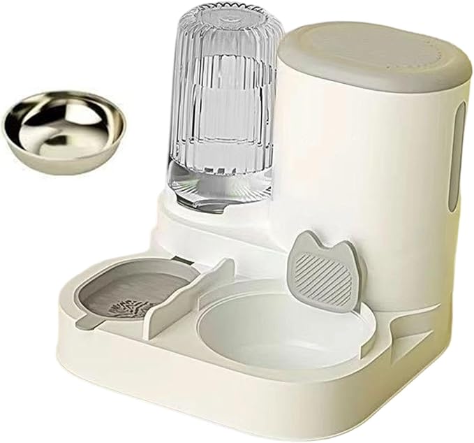 Automatic Dog Feeder and Water Dispenser,Food Feed,Drinking,Dog Bowl Automatic Pet Feeder for Bunny Small Animals Small Dogs, Grey