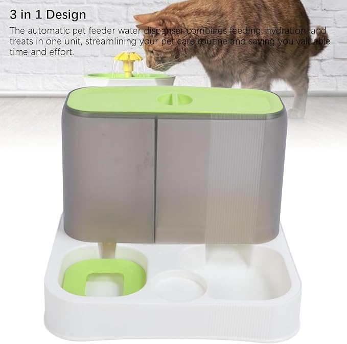 Dogs Cats Food Feeder,Pets Automatic Feeder and Waterer Set Travel Supply Feeder Water Dispenser 2 in 1 Self Feeding Bowl Cat Automatic Feeder for Dog Cat Feeding Sation
